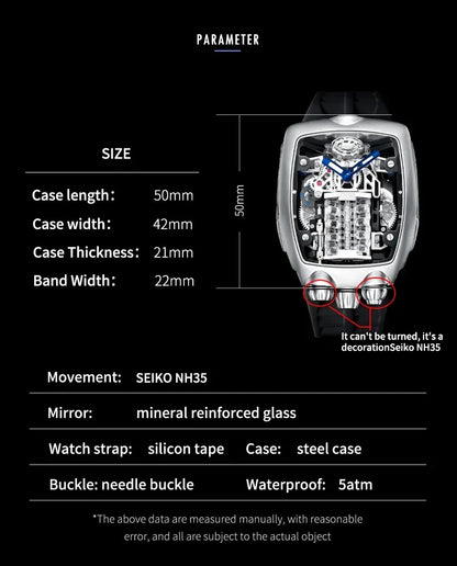 Luxury Military Sport Men Automatic Mechanical Watch Waterproof